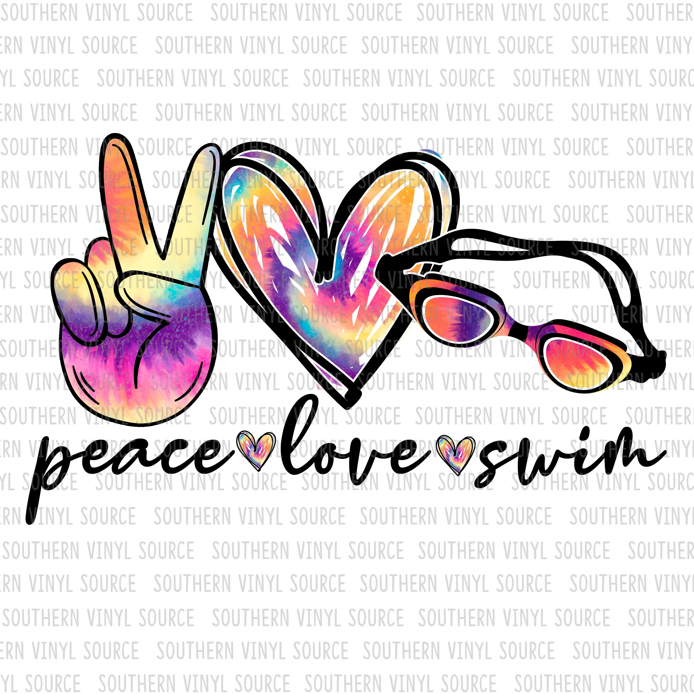 PL012 Peace Love Swim Sublimation Print — Southern Vinyl Source